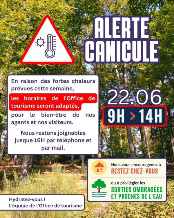 ALERTE CANICULE : Horaires adaptés ce...